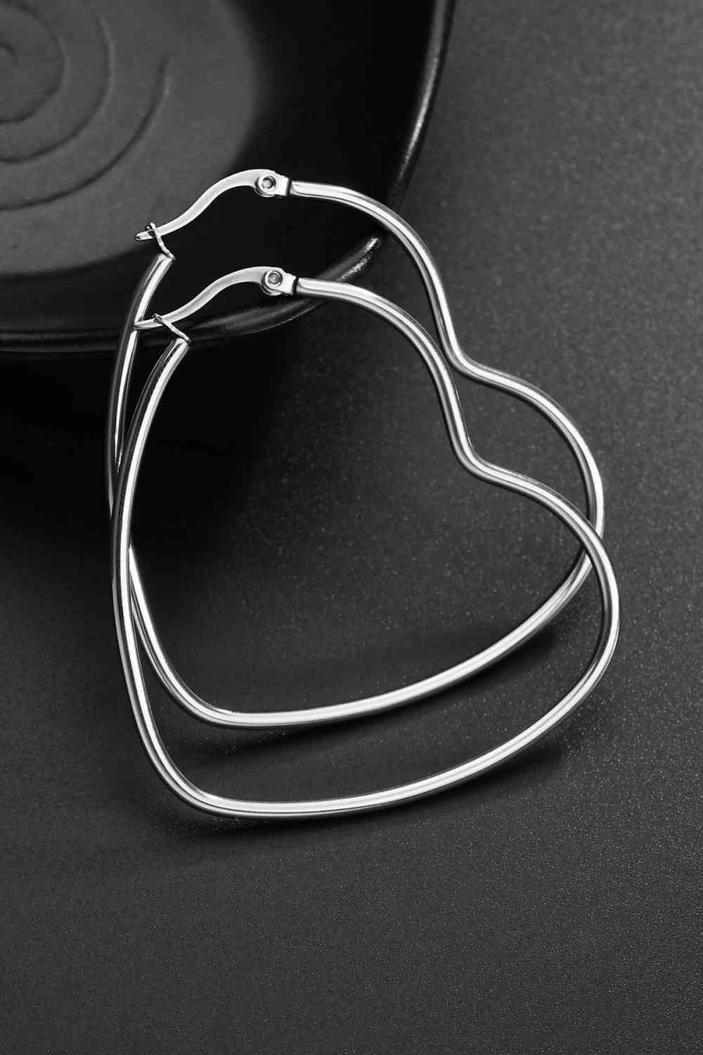 Heart Shape Hoop Earrings Stainless Steel Fashion Luxury Statement Earrings