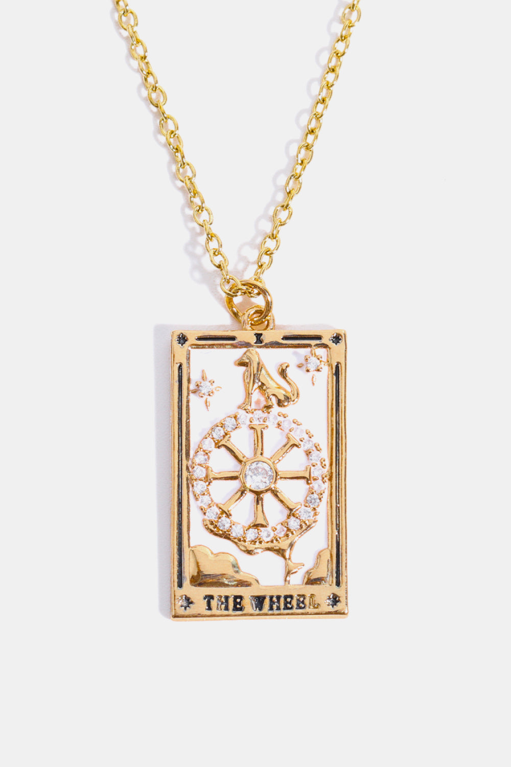 Tarot Card Pendant Stainless Steel Gold Necklace