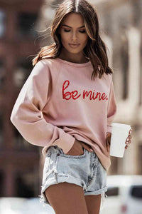 Fashion Sweater BE MINE Raglan Sleeve Sweatshirt Women's Casual Wear and Gifts