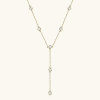 Lariat Necklace 18K Gold Plated 925 Sterling Silver 1.1 Carat Moissanite 925 Sterling Silver