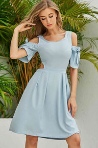 Cutout Tied Cold-Shoulder Casual Dress New Womens Fashion Cute Dresses Off The Shoulder