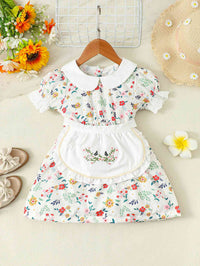 Floral Peter Pan Collar Flounce Sleeve Dress Baby Girl Fashion Clothing and Gifts