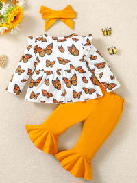 Butterfly Print Top and Pants Set Baby Fashion Clothing and Gifts