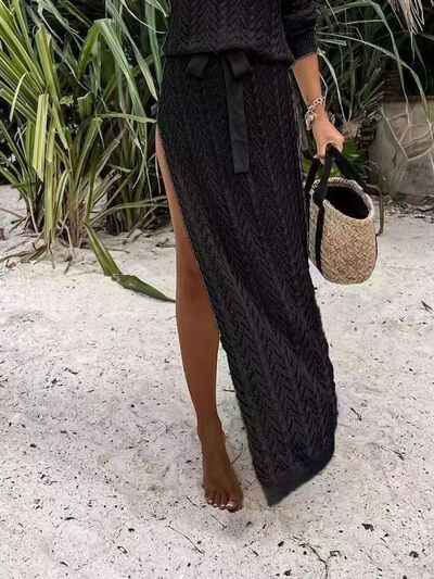 Swimsuit Cover-up Slit Openwork Single Shoulder Knit Dress