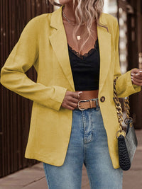 Women's Blazer Single-Button Long Sleeve Yellow Mustard Blazers and Jackets