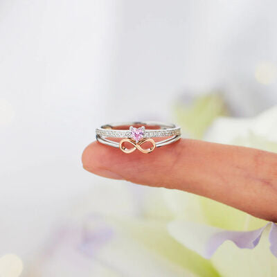 Infinity Heart Stacked Ring 925 Sterling Silver Zircon Double-Layered Ring