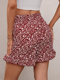 Printed Tie Waist Skirt with Shorts Skort