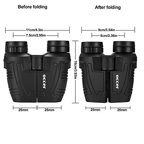 Occer 12x25 Compact Binoculars for Adults and Kids - Large Eyepiece Waterproof Binoculars for Bird Watching - High Powered Easy Focus Binoculars with Low Light Vision for Outdoor Hunting Travel