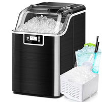 Kndko Nugget Ice Maker,45lbs/Day,3.3lbs Basket,24-Hour Timer Ice Machine,Self Cleaning Ice Makers Countertop,Crushed Ice Maker with Chewy Ice,Pebble Ice Maker for Home Kitchen Party,RV,Stainless Steel