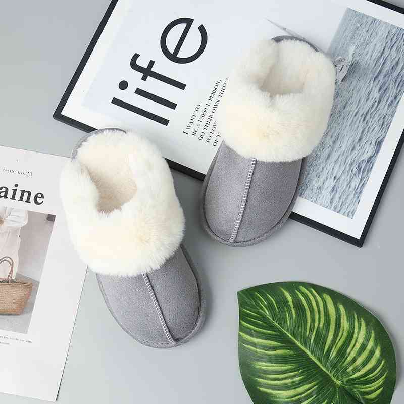 Suede Center Seam Slippers Lounge Shoes