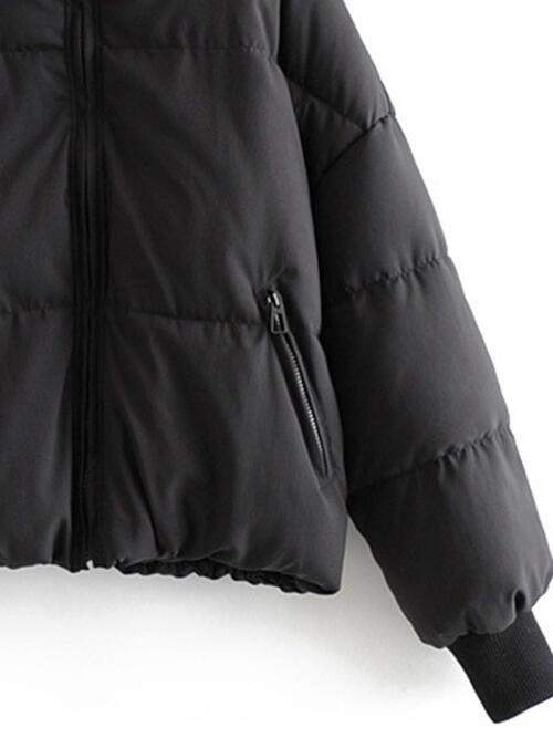 Women's Zip Up Puff Drawstring Winter Coat with Pockets Winter Fashion Outerwear