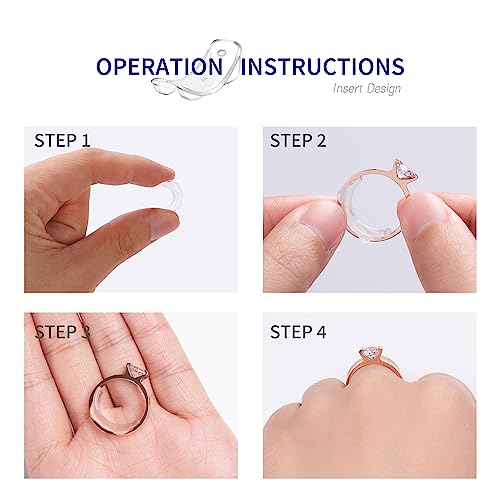 20 Pack Ring Size Adjusters Set for Loose Rings,10 Sizes,2 Styles Invisible Ring Size Reducer Spacer Ring Resizer Plug-in Silicone Spirals Tightener for Women and Men with Polishing Cloth