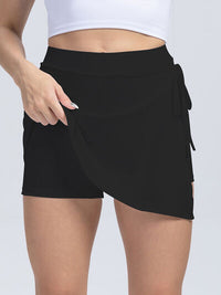 Tied High Waist Active Shorts Nylon and Spandex Tennis Skirt Sports Skirt