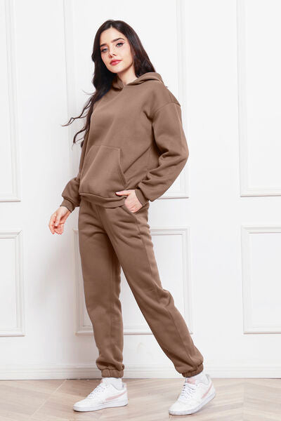 Drop Shoulder Long Sleeve Hoodie and Pants Set, 2 Piece Sweater and Pants Set