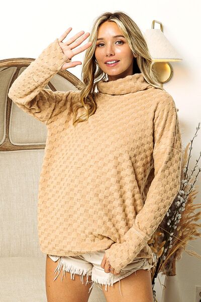 Women's Fashion Long Sleeve Shirt Checkered Round Neck Thumbhole Long Sleeve Top