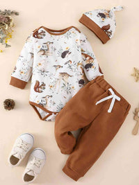 Baby Boy Printed Bodysuit and Waffle-Knit Joggers Set Baby Fashion and Gifts Set