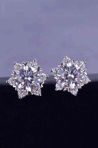 Flower Stud Earrings, 2 Carat Moissanite Floral Stud Earrings