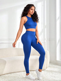 Round Neck Sport Tank and Leggings Activewear Set