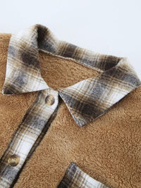 Plaid Contrast Dropped Shoulder Coat Light Fashion Jacket