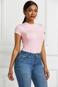 Round Neck Short T Shirt Sleeve Bodysuit