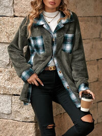 Plaid Contrast Dropped Shoulder Coat Light Fashion Jacket