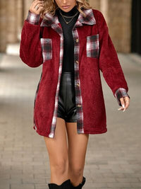 Plaid Contrast Dropped Shoulder Coat Light Fashion Jacket