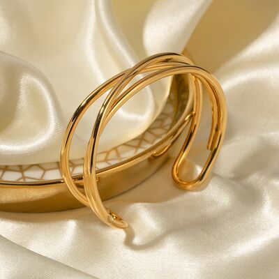 Gold Cuff Bracelet Minimalist 18K Gold Plated Stainless Steel Jewelry