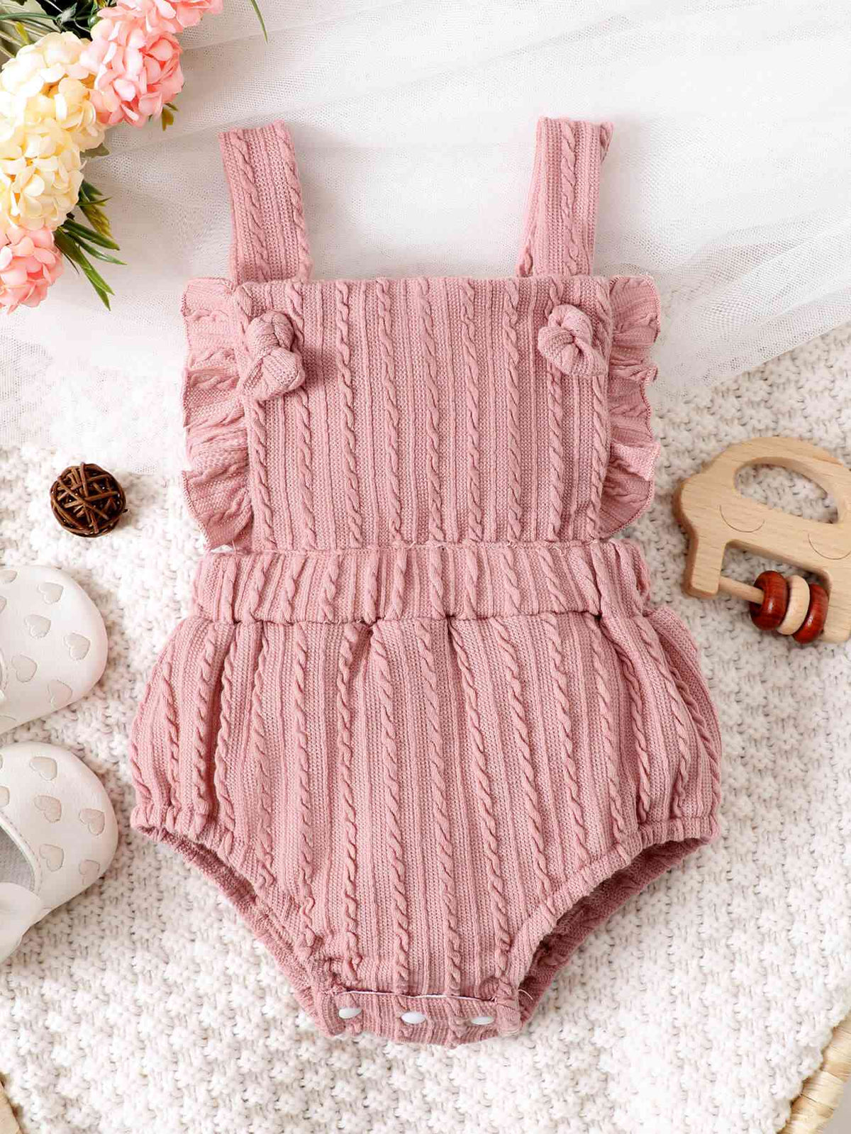 Baby Girl Cotton Onesie Dress Textured Ruffled Bodysuit Baby Fashion and Gifts