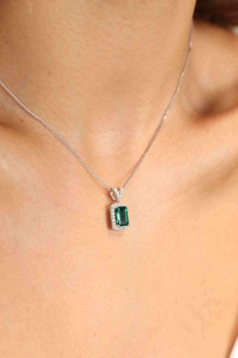 Emerald Pendant Necklace, Adored 1.25 Carat Lab-Grown Emerald Pendant Necklace