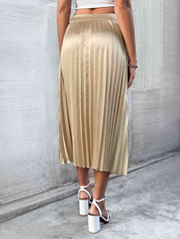 Pleated Gold Midi Skirt