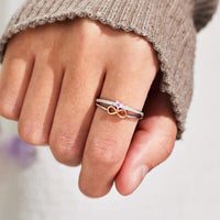 Infinity Heart Stacked Ring 925 Sterling Silver Zircon Double-Layered Ring