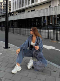 Hooded Jacket and Pants Set Matching Outfit Set Women's Tracksuit