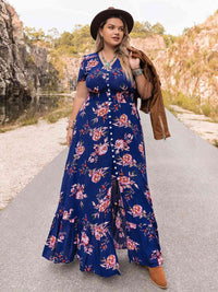 New Womens Fashion Casual Boho Plus Size V-Neck Maxi Dress