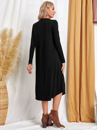 Women's Casual Maxi T-Shirt Dress With Pockets Loungewear Fashion Pocketed Round Neck Long Sleeve Tee Dress