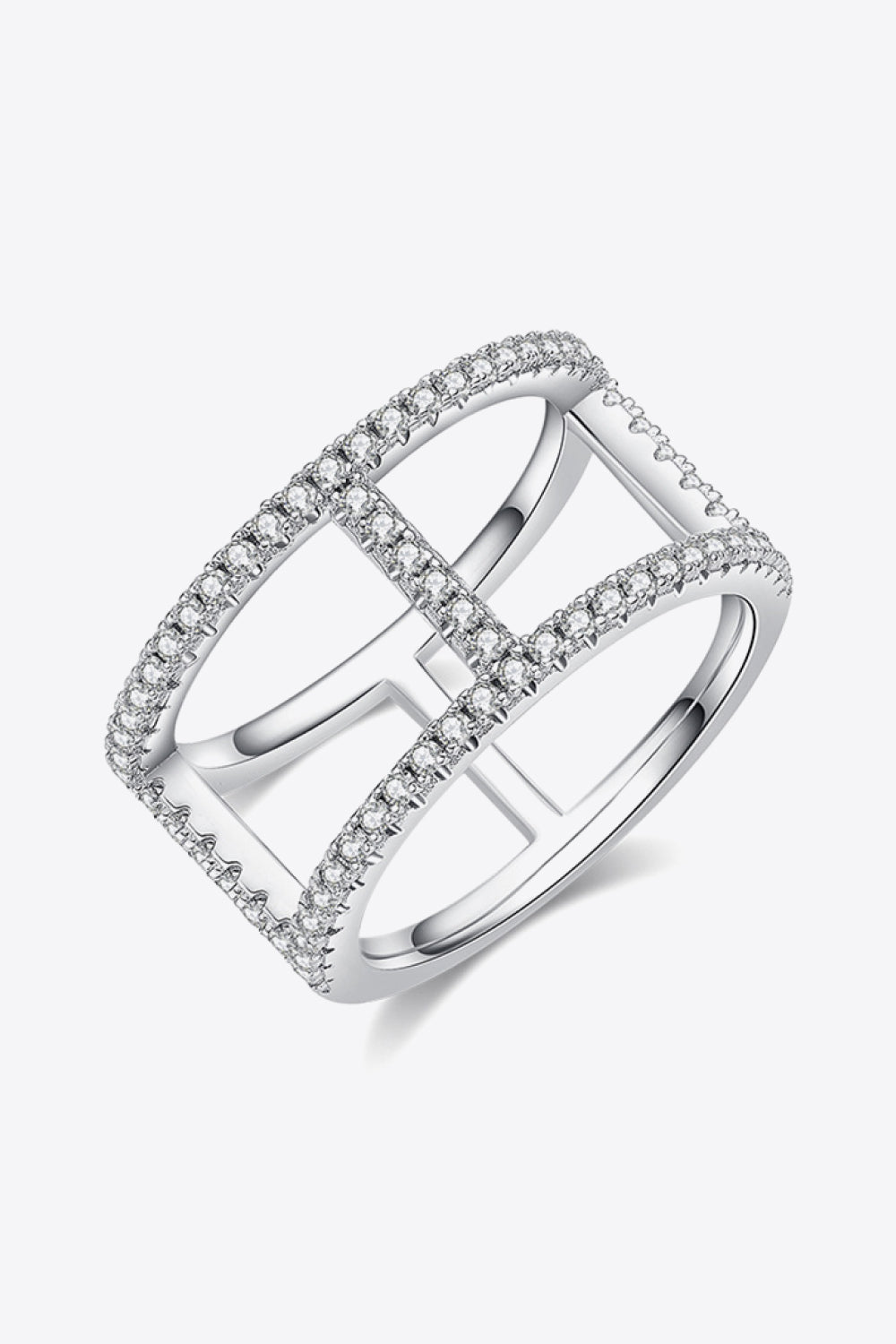 Moissanite Stacked Silver Ring, 925 Sterling Silver Statement Ring