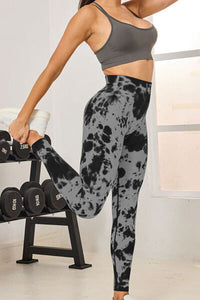 Womens Nylon Leggings Tie-Dye High Waist Active Sports Yoga Leggings Fast Dry