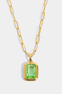 Rectangle Pendant Necklace Zircon 18K Gold-Plated Dangle Paperclip Necklaces