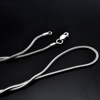 Plain Silver Chain Necklace, 21.7" Inch Chain, Snake Chain 925 Sterling Silver Necklace