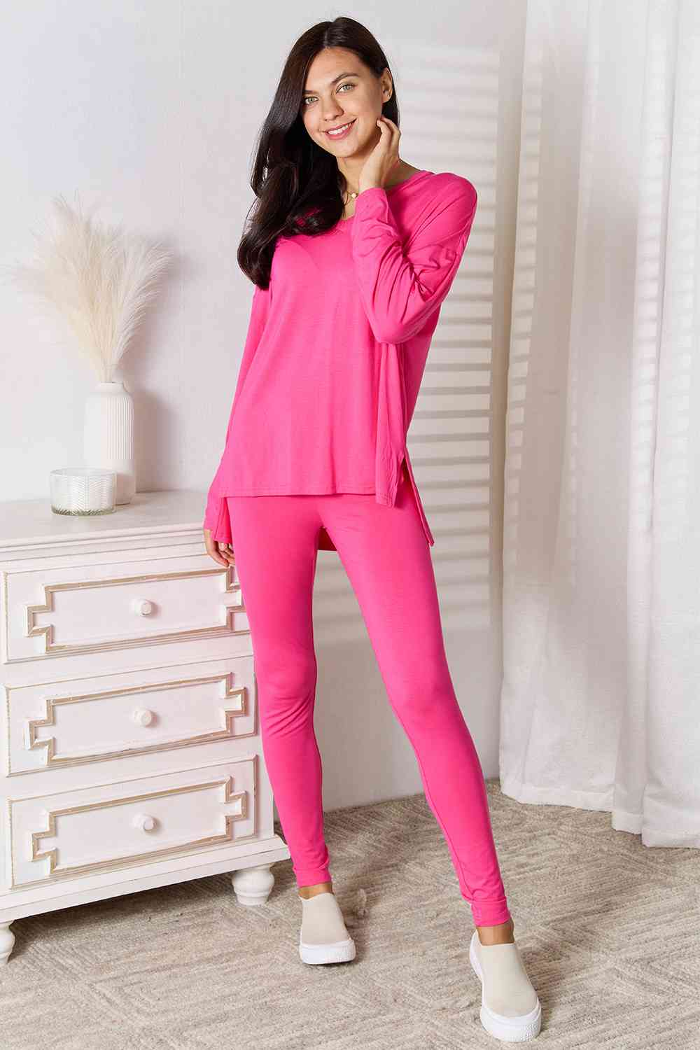 Matching Fashion Set Long Sleeve T Shirt and Pants Casual Lounge Set Petite and Plus Size Fashion