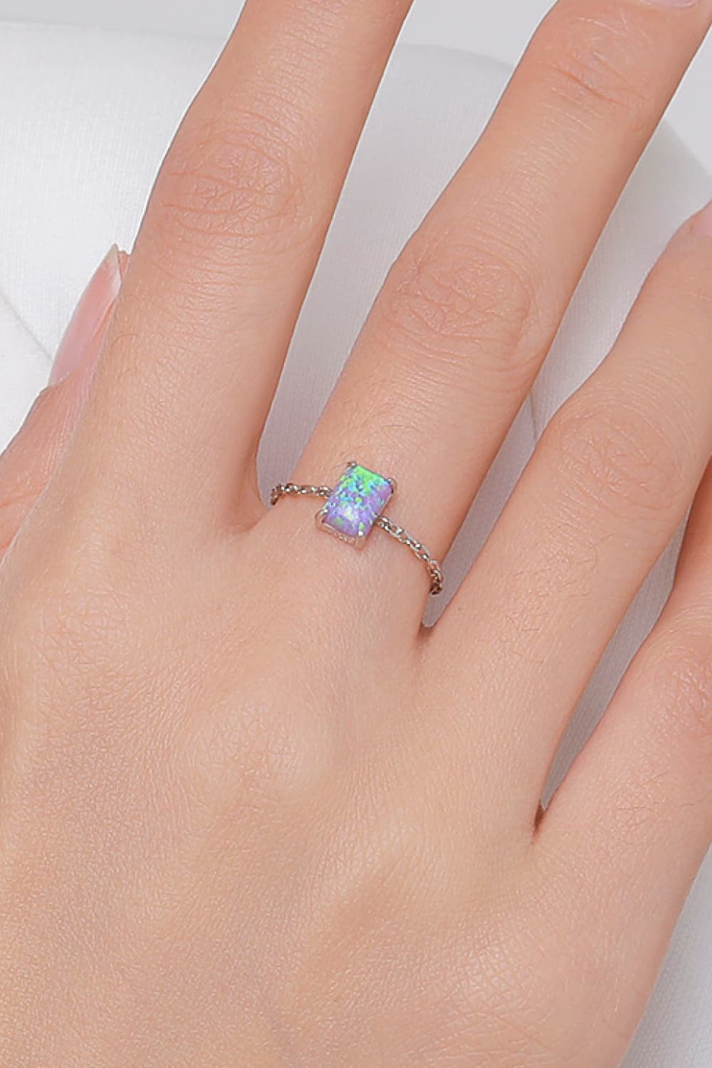 Opal Adjustable Ring, 925 Sterling Silver Adjustable Waterproof Dainty Rings