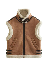 womens vest, light jackets, cute jackets, designer clothing, nice clothes, warm jackets, warm vest, leather vest, plush jacket, plush vest, fashion 2024, nice clothes, light jackets, brown leather vest, brown leather jacket 