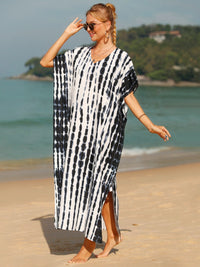 Swimsuit  Cover-Up  Dress Oversized Tunic Beach Dress Boho Fashion Tie-Dye V-Neck Half Sleeve Cover-Up