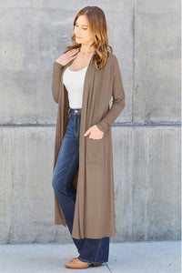 Open Front Sweater Long Sleeve Maxi Cardigan with Pockets Petite and Plus Size Fashion