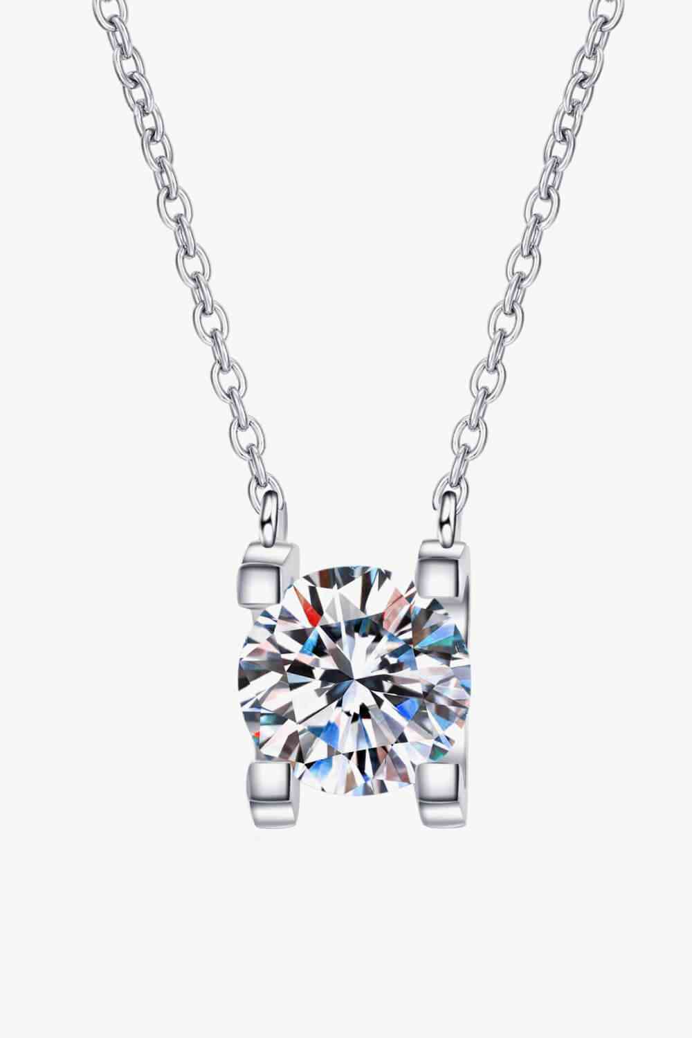 1 Carat Moissanite Chain Necklace Fine Jewelry Dainty Solitaire