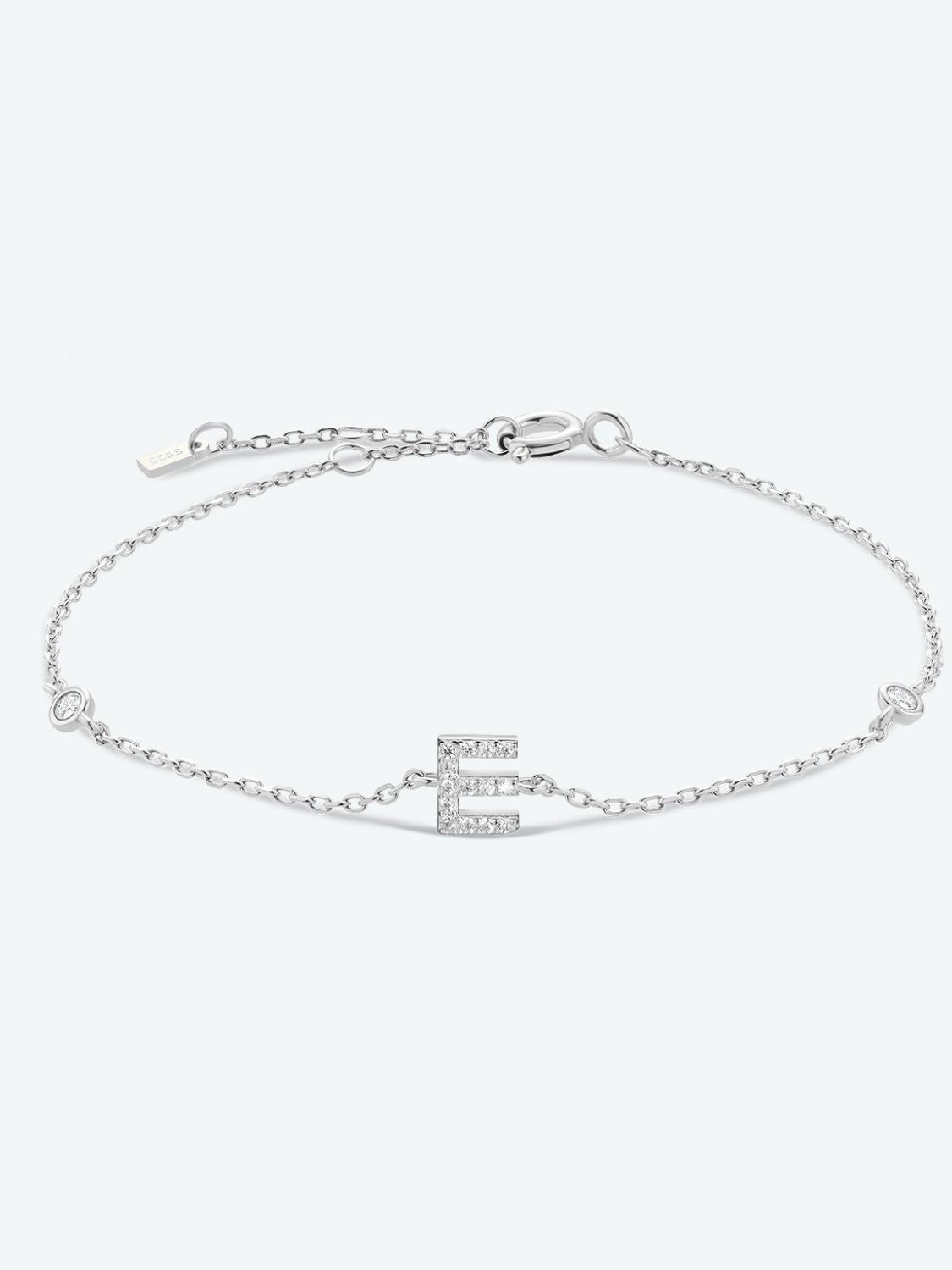 Letter Initial Bracelet, A To F Zircon 925 Sterling Silver Dainty Bracelet