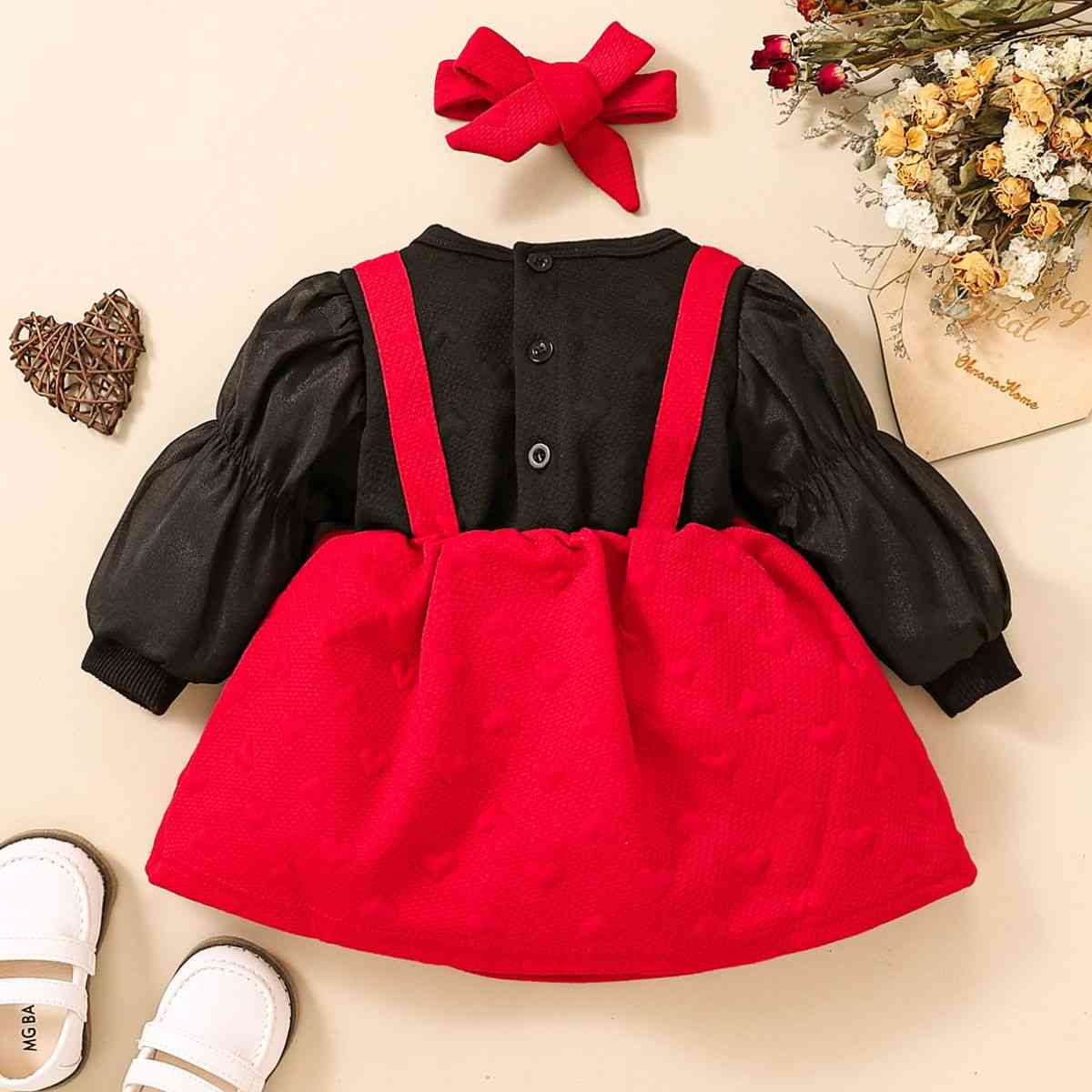 Baby Girl Two-Tone Bow Detail Long Sleeve Dress Baby Fashion and Gifts