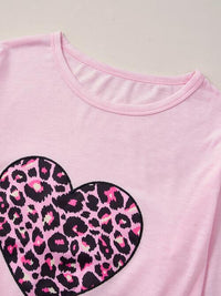 Leopard Heart Graphic Top and Pants Set Girls Fashion Kids Clothing Matching Outfit Set