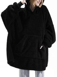 Long Sleeve Pocketed Hooded Fuzzy Sweater, Lounge Top