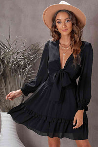 dress, dresses, long sleeve dress, black dress, casual black dresses, casual dresses, lilac color dress, vacation dresses, cute dresses, casual long sleeve dress, short ruffle dress, casual day dresses, casual evening dresses, new womens fashion, v neck dress, v neck long sleeve dress, cute clothes, popular dresses, gift ideas, birthday gifts, anniversary gifts, birthday outfit ideas, casual work dress, loose fit dresses