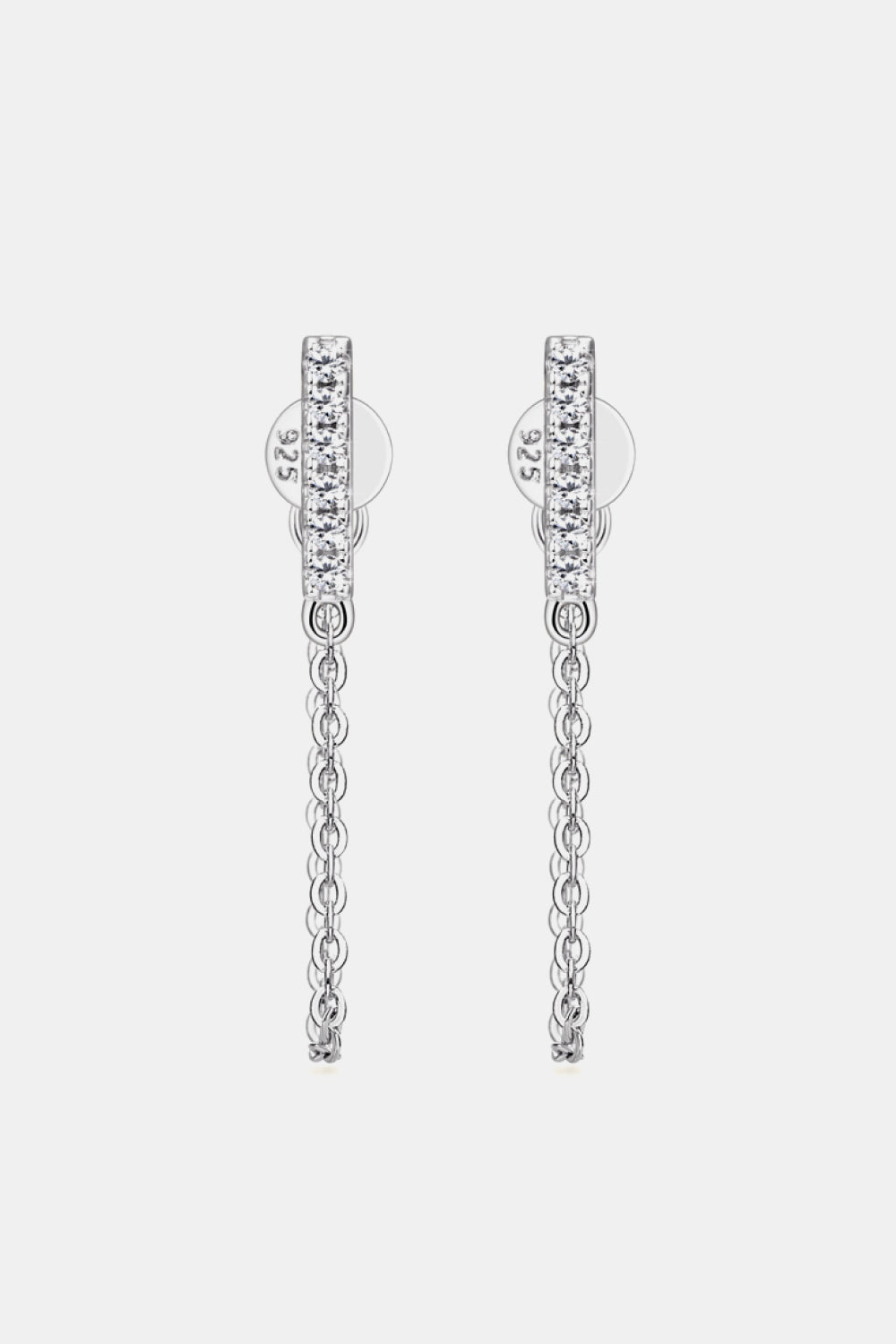 Moissanite Earrings, 925 Sterling Silver Chain Stud Earrings, Tarnish Free Luxury Dainty Earrings